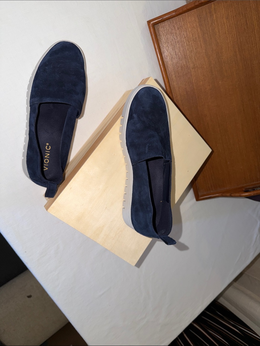 Vionic Women's Navy Suede Slip-On Sneakers - Picture 4 of 4